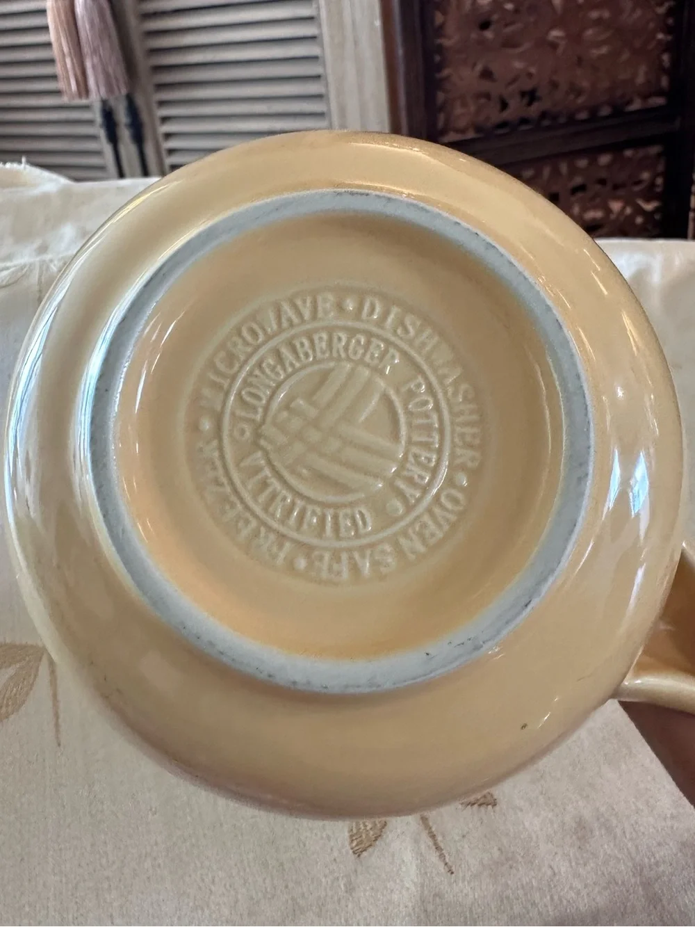Longaberger Woven Traditions Stoneware Chili / Soup / Chowder Bowl w/ Handle.